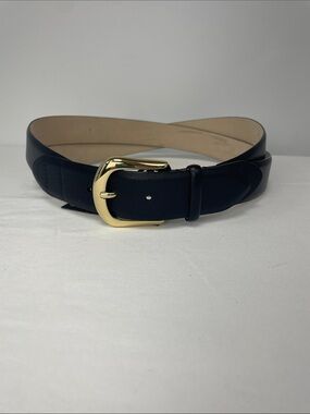 B-Low the Belt Black Leather Belt with Gold Buckle, Size L